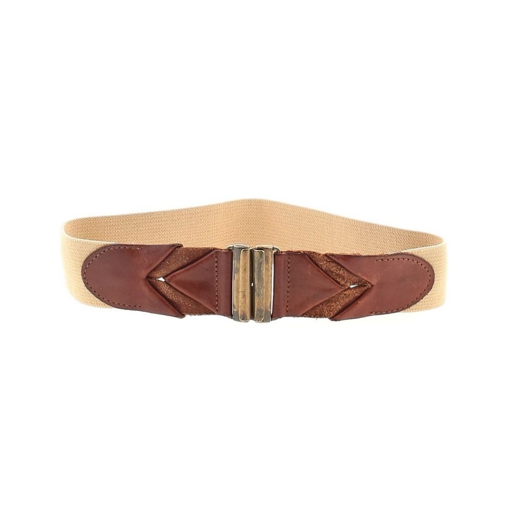 Vintage leather belt womens brass closure tan brown